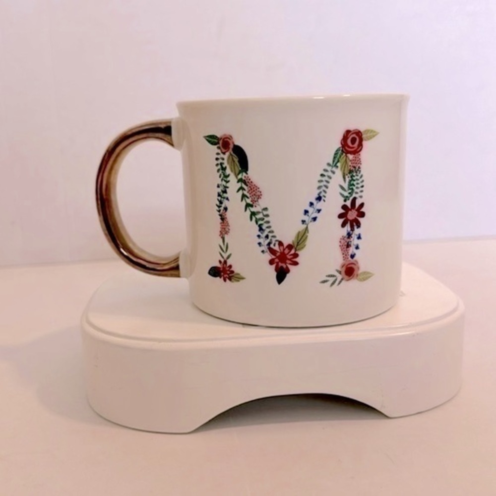 Opal house monogrammed “M” mug NWOT